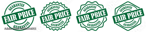 Fair price guarantee badge vector stamp certification label promotional emblem for business and marketing assurance. Fair price green stamp outline badge icon label. Vector illustration