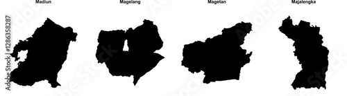 Madiun, Magelang, Magetan, Majalengka outline maps