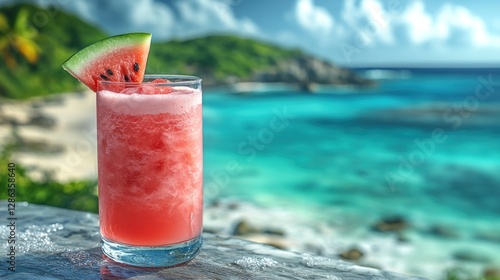 Tropical Watermelon Smoothie Ocean View