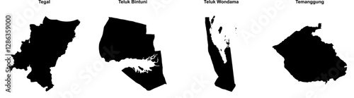 Tegal, Teluk Bintuni, Teluk Wondama, Temanggung outline maps