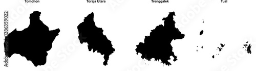 Tomohon, Toraja Utara, Trenggalek, Tual outline maps