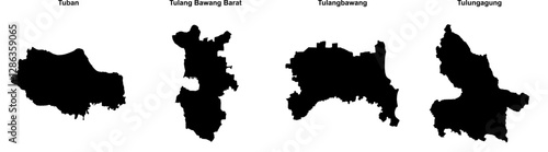 Tuban, Tulang Bawang Barat, Tulangbawang, Tulungagung outline maps