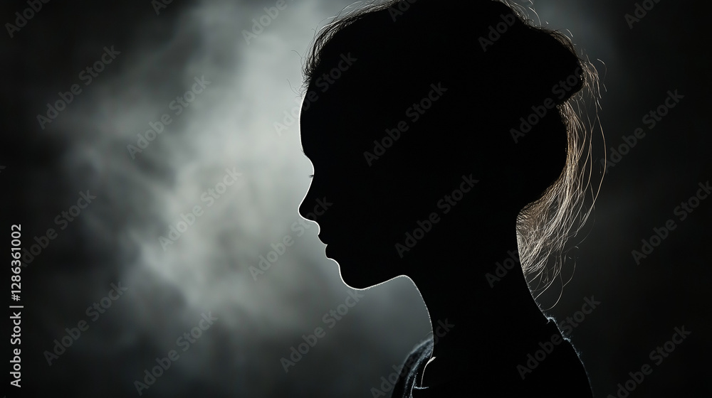 Silhouette of a head evokes anxiety and inner turmoil, minimalistic and abstract Silhouette of a head evokes anxiety and inner turmoil, minimalistic and abstract