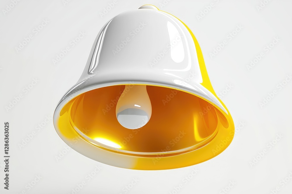 Fototapeta premium A shiny white and yellow bell with a light bulb inside