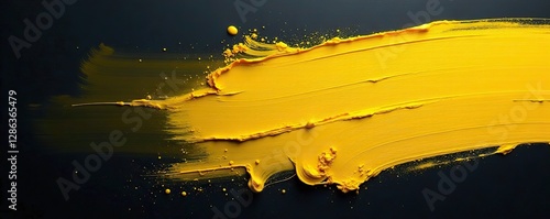 Brush strokes of bright yellow against a dark background, color, art supplies, background