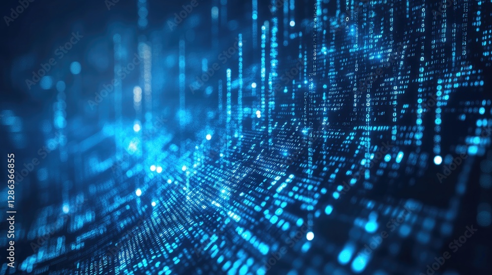 Abstract Digital Data Stream, Binary Code Visualization Abstract Digital Data Stream, Binary Code Visualization