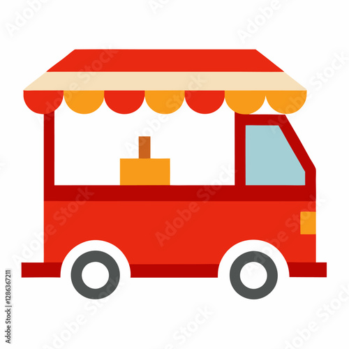 new style food cart van vector icon with white background