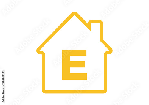 Outline house with Orange E Classification Home Energy Efficiency Scale Sustainability Economy