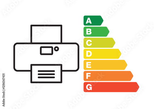 Office Supply Printer with Environmental Certification Energy Classification Scale Efficiency Class Consumption