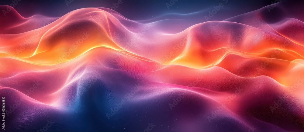 Obraz premium Abstract glowing waves of vibrant orange, pink, and blue.