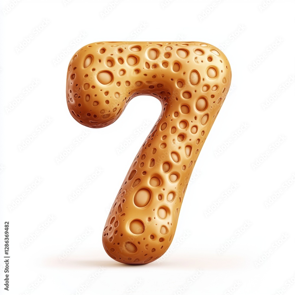 Number 7 made of smooth human skin texture with natural pores and fine details isolated on a clean white background Number 7 made of smooth human skin texture with natural pores and fine details isolated on a clean white background