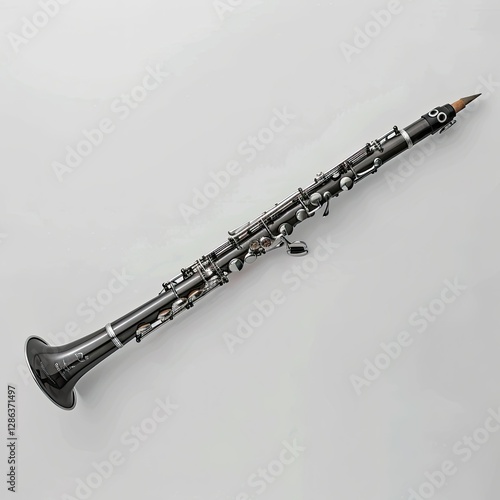 High Resolution Picture of a Photo Bass Clarinet, Isolated on a White Background