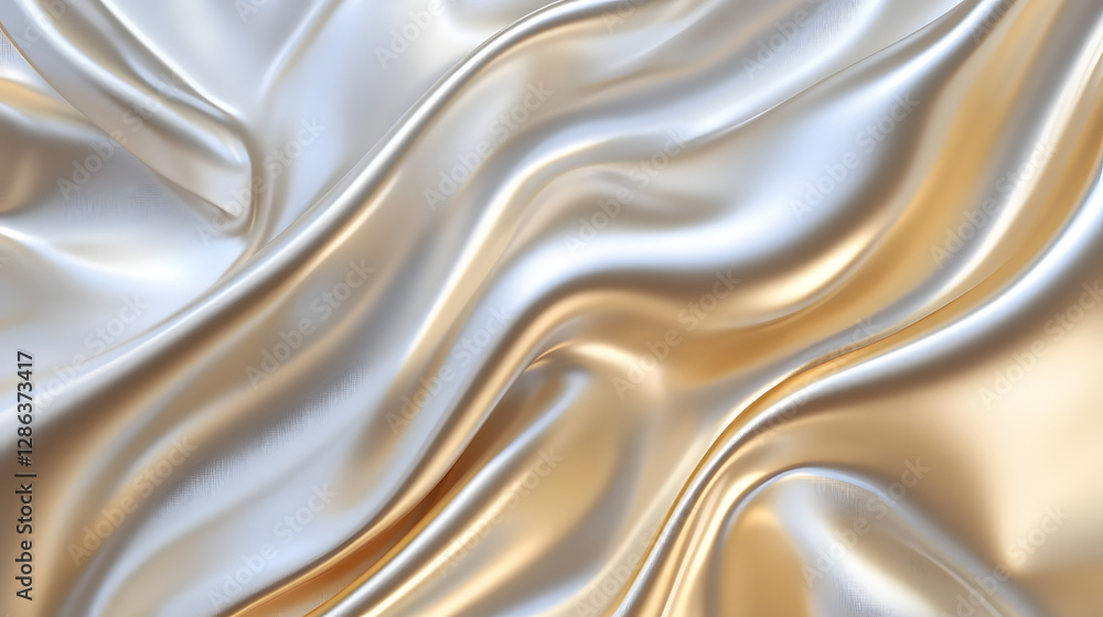 Obraz premium silk metallic gradient, shimmering transitions of gold and silver, glossy finish,