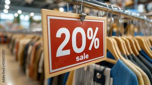 20 Percent Off Sale Sign In Clothing Store