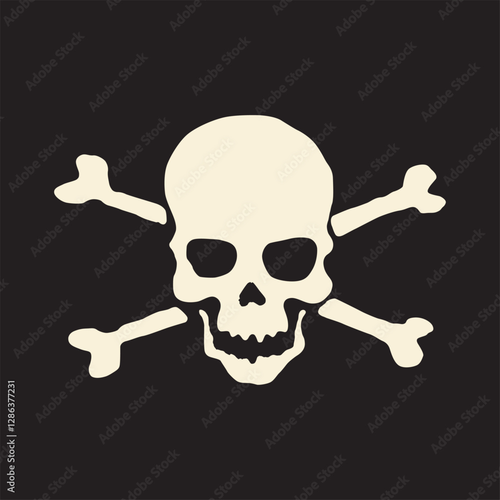 pirate flag with skull and crossbones on a black background. Classic symbol of piracy, danger, and warning. Vector illustration pirate flag with skull and crossbones on a black background. Classic symbol of piracy, danger, and warning. Vector illustration