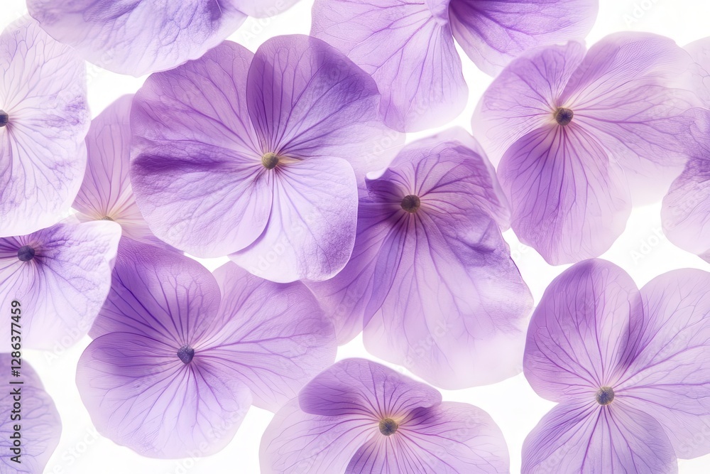 closeup macro shot of delicate purple petals pristine white background soft shadow details closeup macro shot of delicate purple petals pristine white background soft shadow details