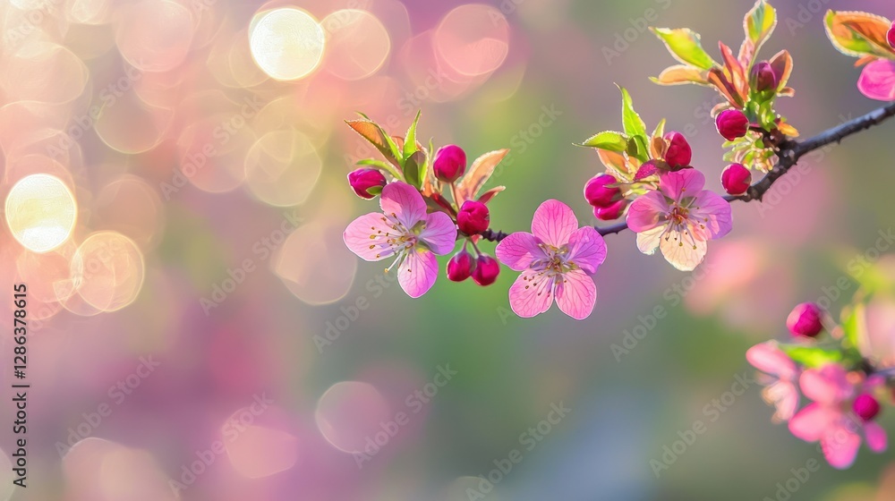 Gentle bokeh lights in pink and green tones for a cheerful spring vibe. Gentle bokeh lights in pink and green tones for a cheerful spring vibe.