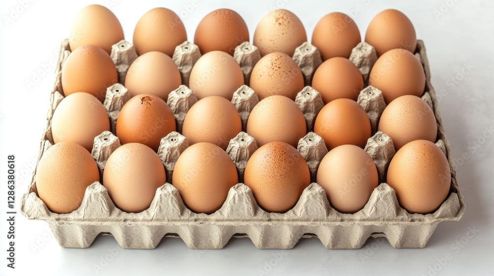 Free-range brown eggs in a carton showcasing natural texture and color variety Free-range brown eggs in a carton showcasing natural texture and color variety