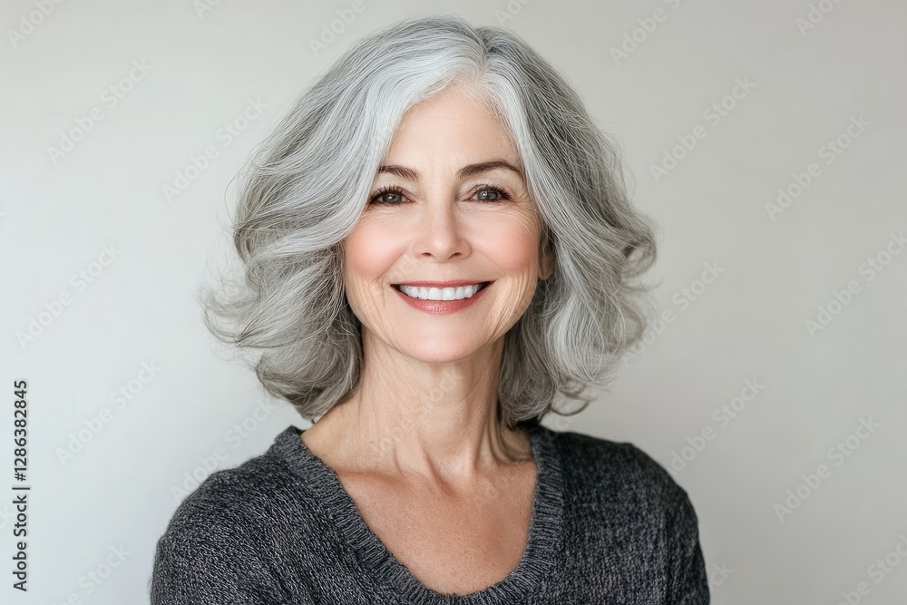 Portrait of a Beautiful Smiling Elderly Woman with Gray Hair Isolated on a White Background Portrait of a Beautiful Smiling Elderly Woman with Gray Hair Isolated on a White Background