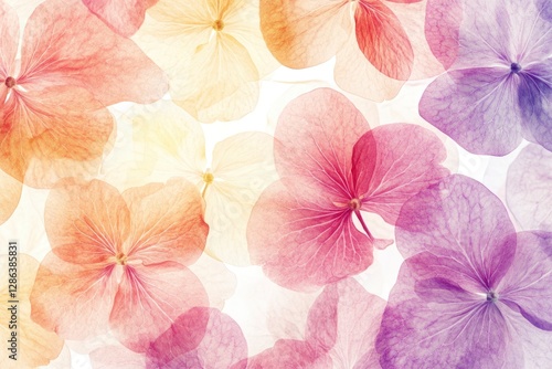 Wallpaper Mural Beautiful arrangement of delicate, translucent hydrangea petals in soft pastel colors, creating a serene background Torontodigital.ca