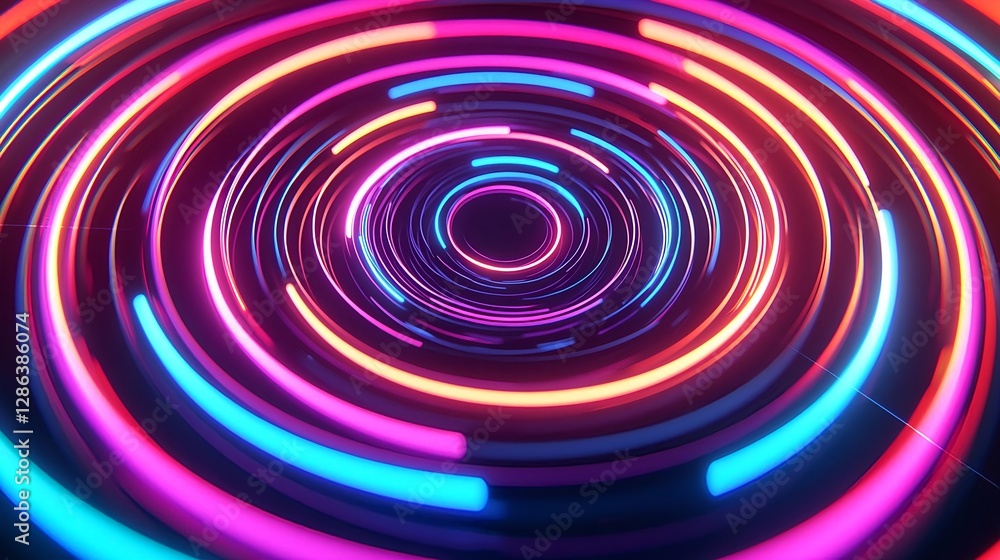 Abstract Neon Light Trails Background - Futuristic Technology and Circular Motion Abstract Neon Light Trails Background - Futuristic Technology and Circular Motion