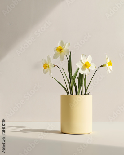 Wallpaper Mural Beautiful daffodils in a minimalist vase enhance a bright interior with natural elegance Torontodigital.ca