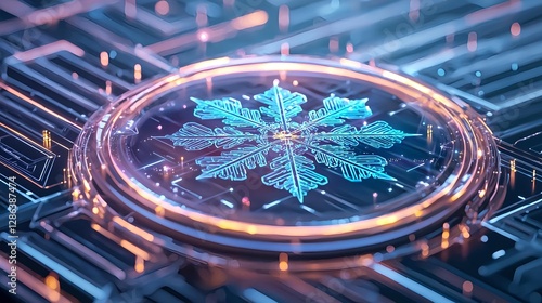 Wallpaper Mural Abstract Technology Snowflake. Futuristic Winter Holiday Background Torontodigital.ca