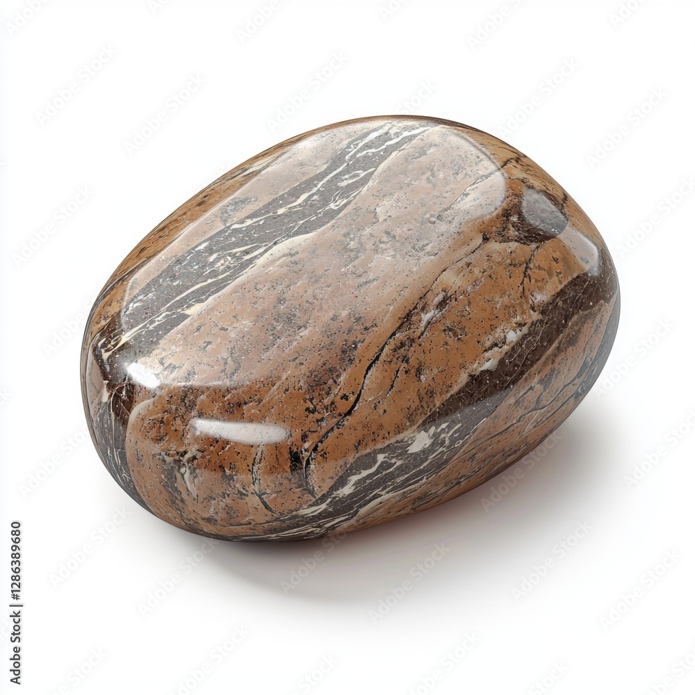 Obraz premium Smooth river stone isolated on white background