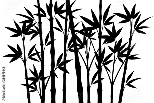 "Vector Illustration of Bamboo Stalk Silhouette - SVG Design"

