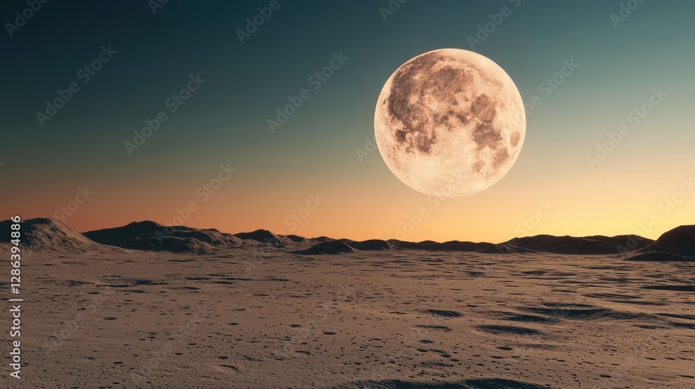 Canyon National Park Landscape desert concept. A stunning lunar landscape featuring a large, glowing moon against a serene twilight sky, creating a tranquil and otherworldly atmosphere. Canyon National Park Landscape desert concept. A stunning lunar landscape featuring a large, glowing moon against a serene twilight sky, creating a tranquil and otherworldly atmosphere.