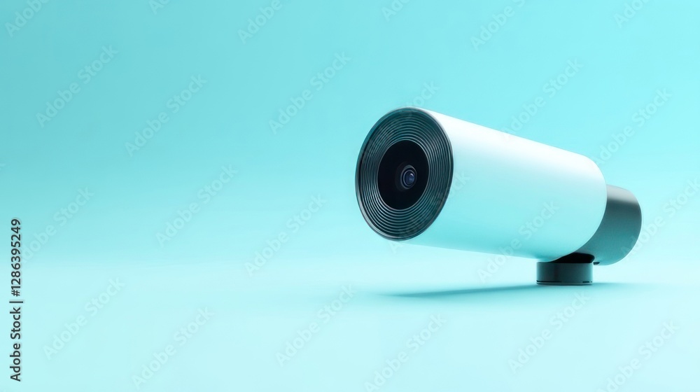 Modern security camera on pastel background Modern security camera on pastel background