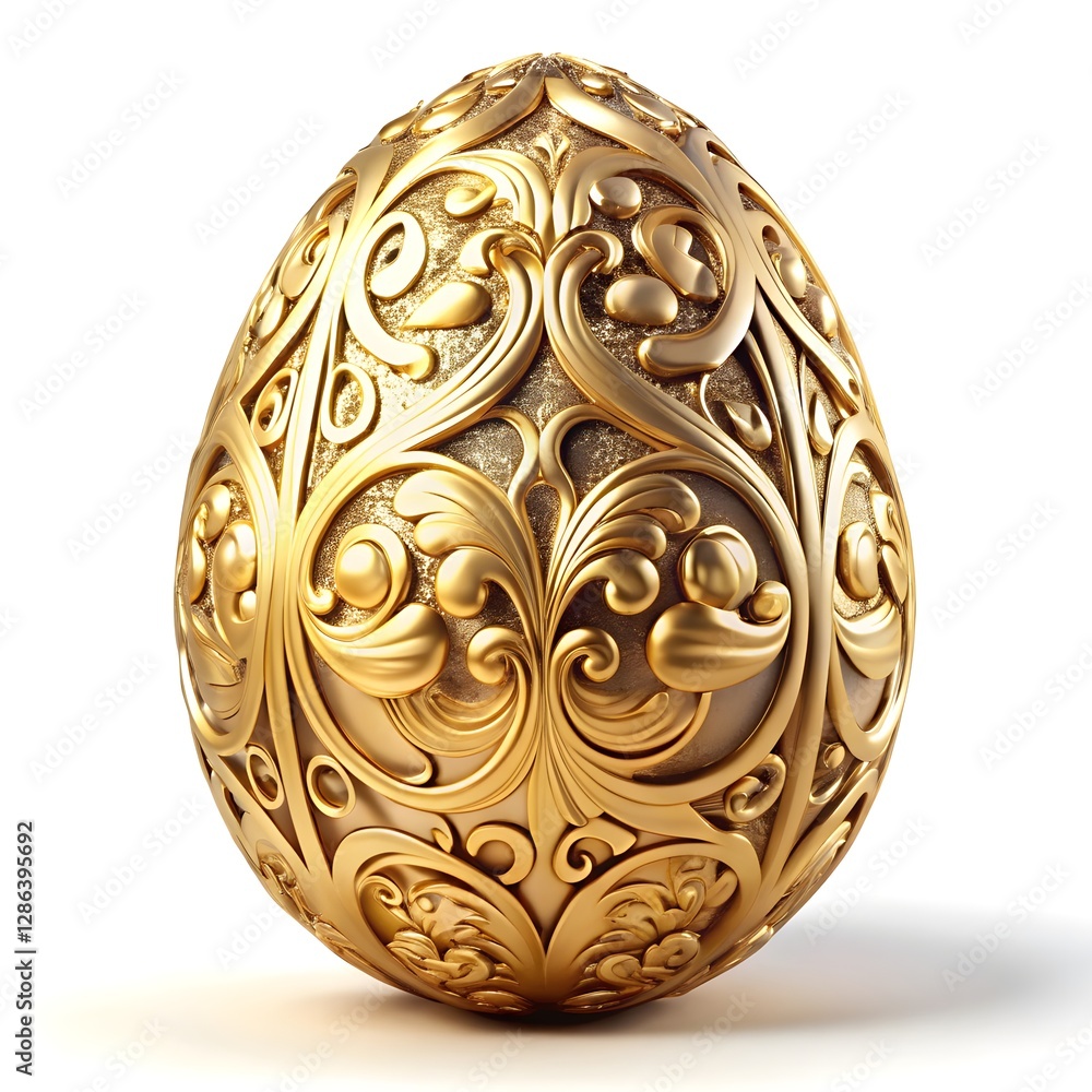 Ornate Golden Egg with Intricate Filigree Design – Luxury 3D Render Ornate Golden Egg with Intricate Filigree Design – Luxury 3D Render