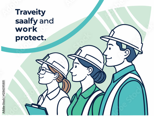 Workplace Safety Illustration – Construction Workers with Protective Gear
