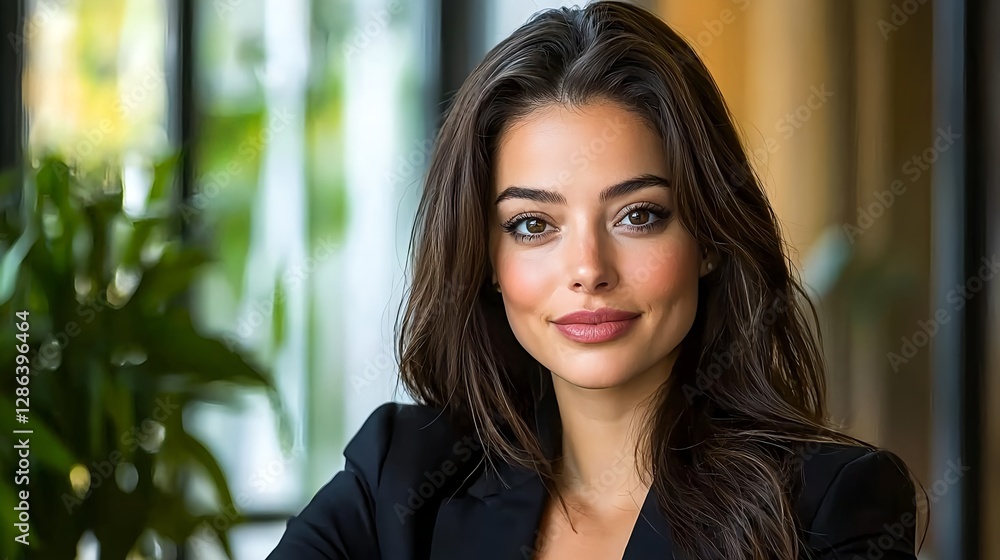 Confident Business Woman Portrait in Office, Natural Light Confident Business Woman Portrait in Office, Natural Light