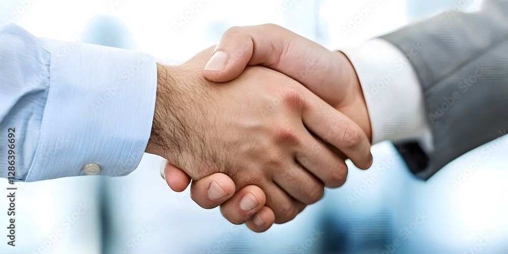 Business Partnership Handshake in Bright Office Environment Business Partnership Handshake in Bright Office Environment