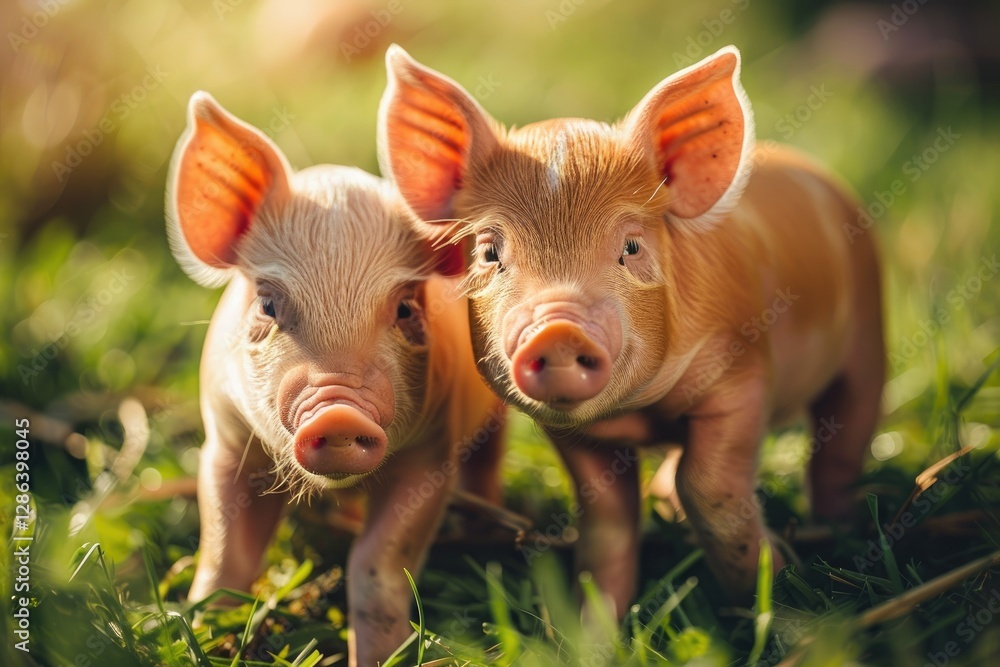 High Resolution Image of Adorable Baby Pigs at the Farm High Resolution Image of Adorable Baby Pigs at the Farm