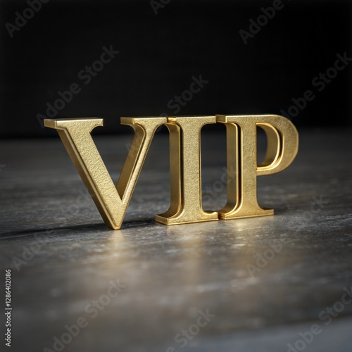 3d golden text, Gold VIP Letters on Dark Surface