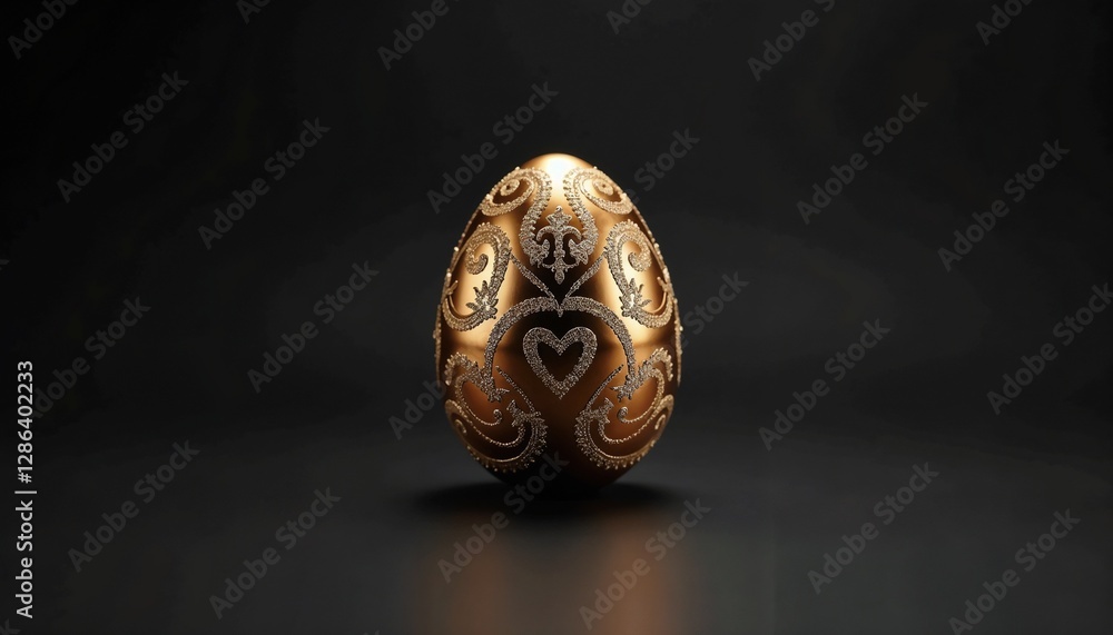 Elegant decorative golden egg with intricate patterns for Easter and luxury themes Elegant decorative golden egg with intricate patterns for Easter and luxury themes