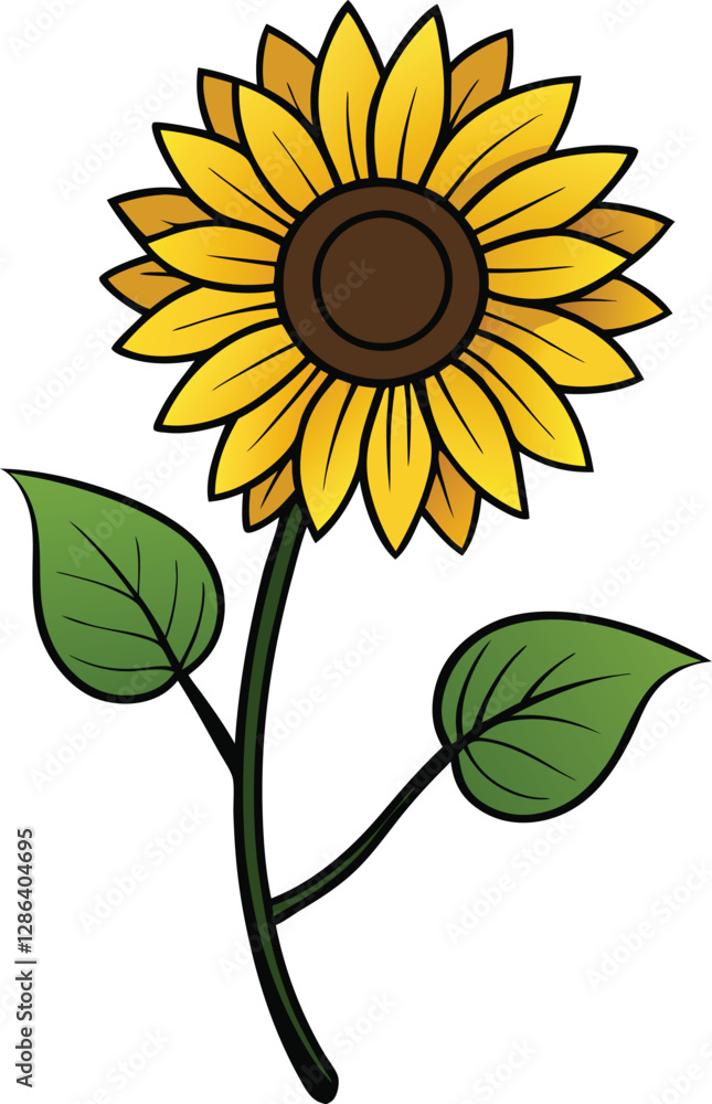 Fototapeta premium Bright Sunflower Vector Illustration Radiating Joy and the Beauty of Nature's Design