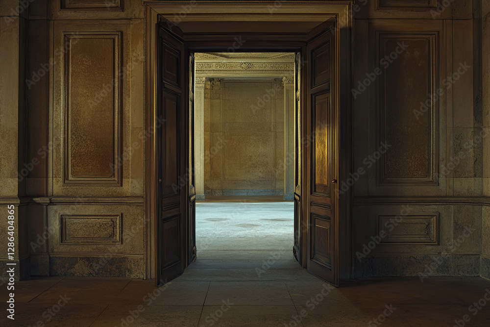 Intriguing space door design opens into modern apartment with sleek architecture Intriguing space door design opens into modern apartment with sleek architecture