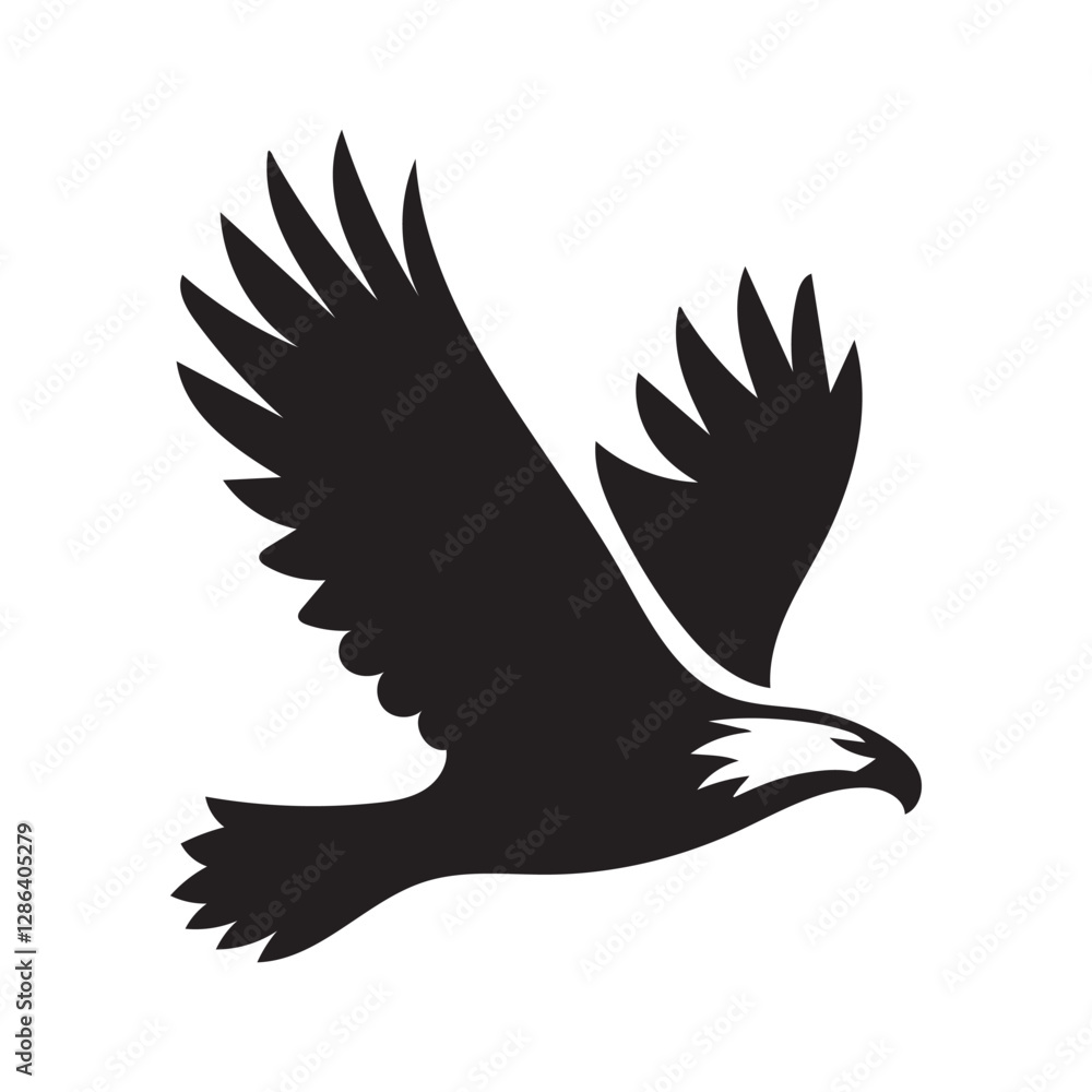 Obraz premium Majestic Eagle Silhouette Vector – Flying Bird of Prey EPS Design