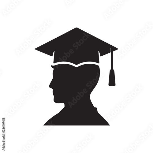 Black Graduation Cap Silhouette – Academic Icon EPS Graphic
