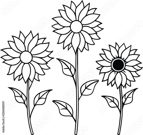 Wallpaper Mural Stunning Sunflower Line Art Vector Torontodigital.ca