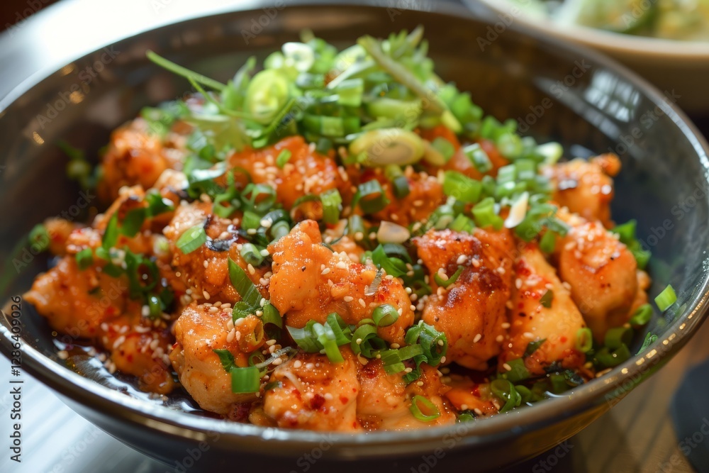 Close-up of korean fried chicken in bowl. AI image Close-up of korean fried chicken in bowl. AI image