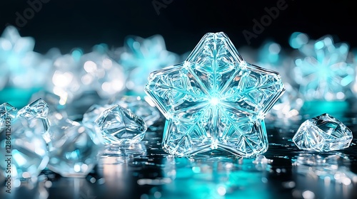 Sparkling Crystal Star Abstract Background for Christmas Holiday and Celebrations