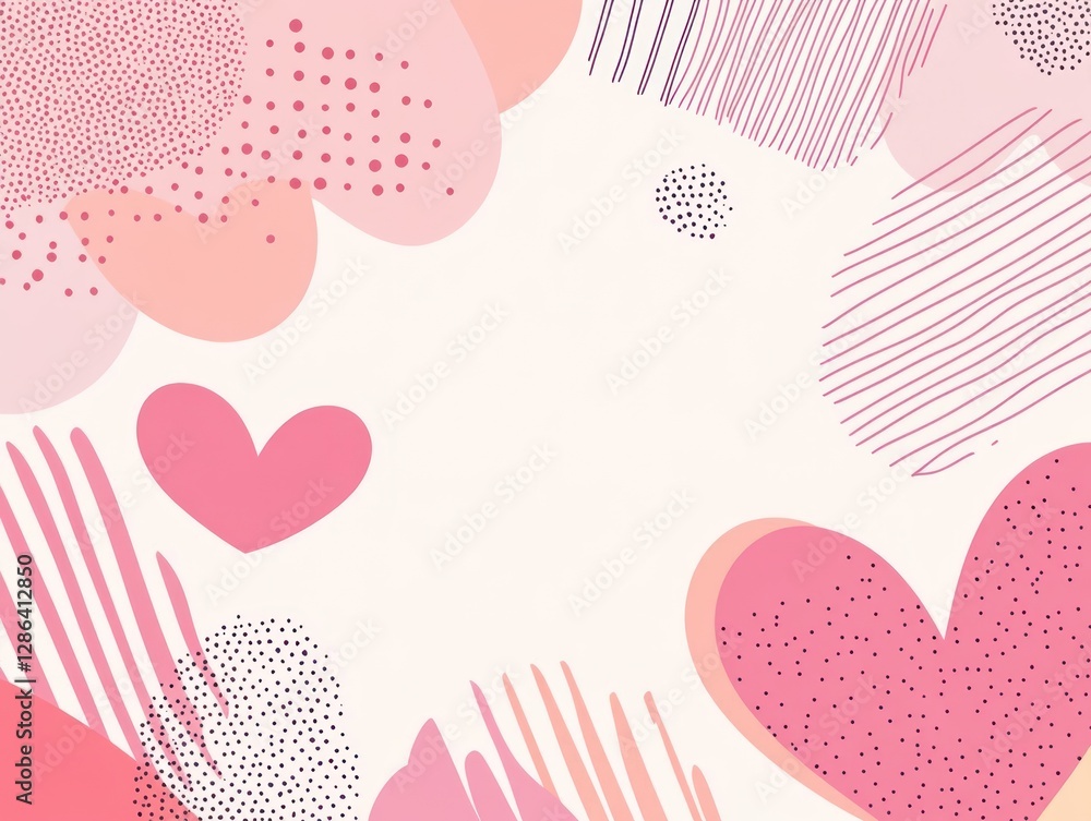Abstract Pink Hearts Organic Shapes Romantic Design Background Abstract Pink Hearts Organic Shapes Romantic Design Background