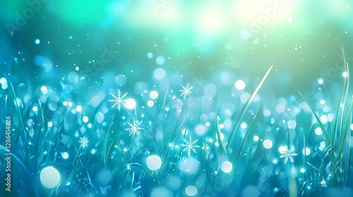 Winter Background with Snowflakes and Bokeh Lights for Holiday Season