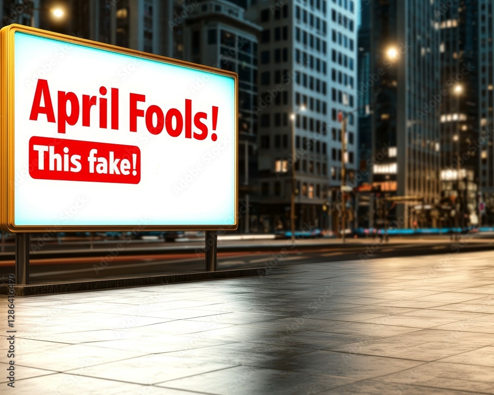 Obraz premium April Fools Day and humor concept. Billboard with