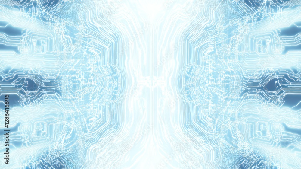 Obraz premium White and blue cyber digital circuit pattern on futuristic white background wallpaper AI generated image
