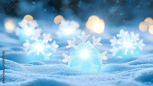 Winter Snowflakes Background - Festive Season Holiday - Christmas Card Design